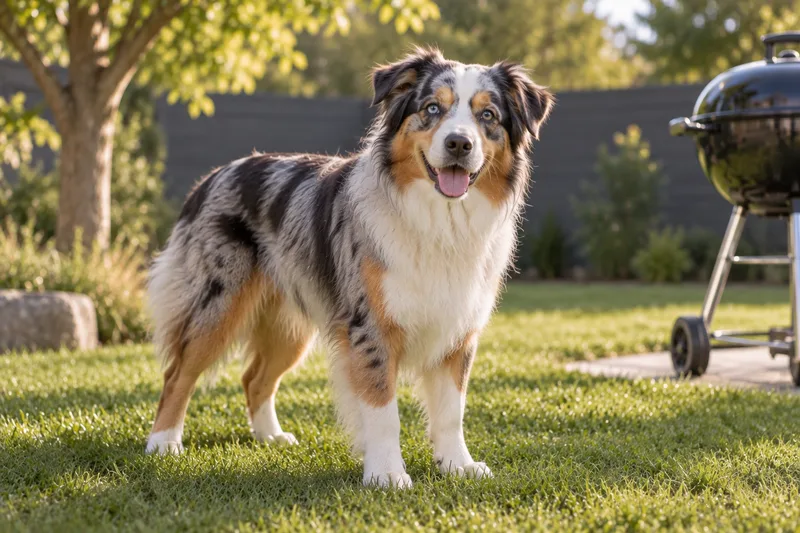 Australian Shepherd in a garden