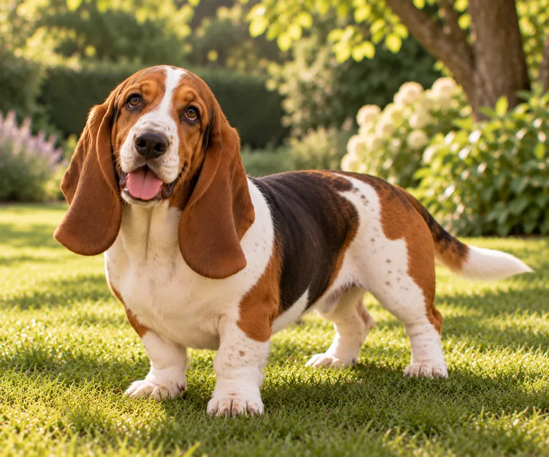 Basset Hound in a garden