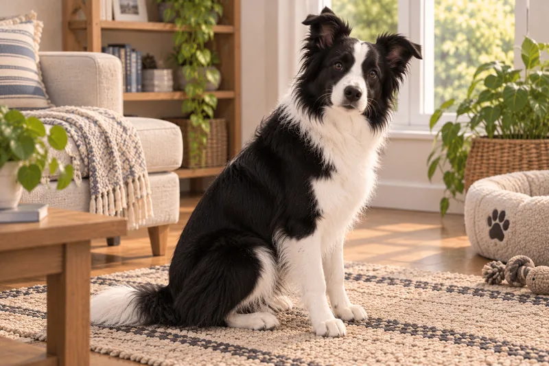 Border Collie in a cosy interior