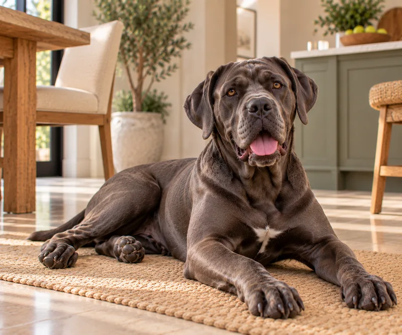 Cane Corso in a cosy interior