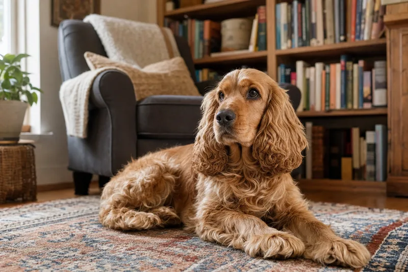 Cocker Spaniel in a cosy interior