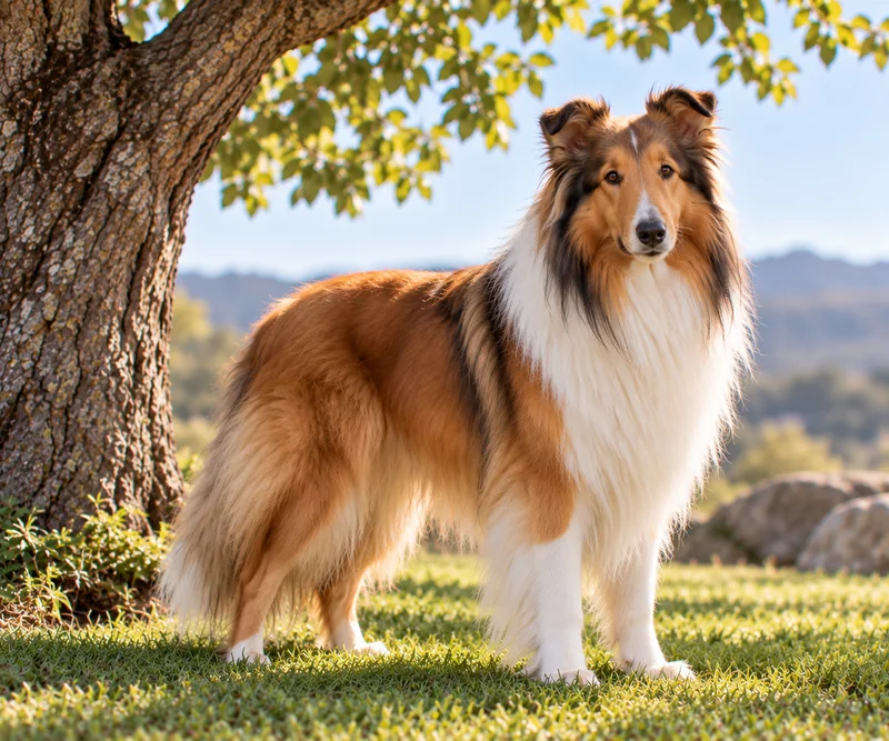 Collie in a garden