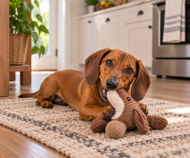 Dachshund in a cosy interior