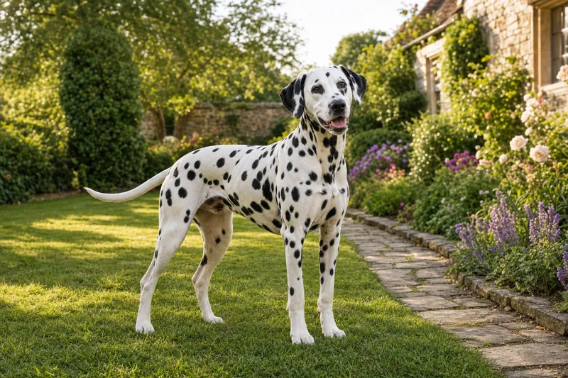 Dalmatian in a garden
