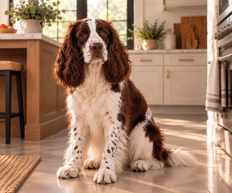 English Springer Spaniel in a cosy interior