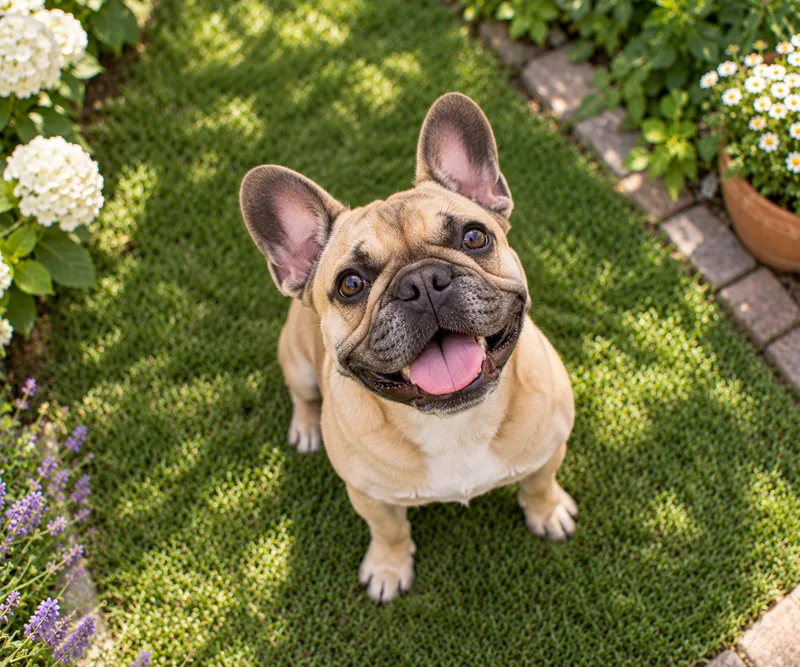 French Bulldog in a garden