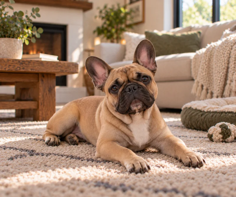 French Bulldog in a cosy interior