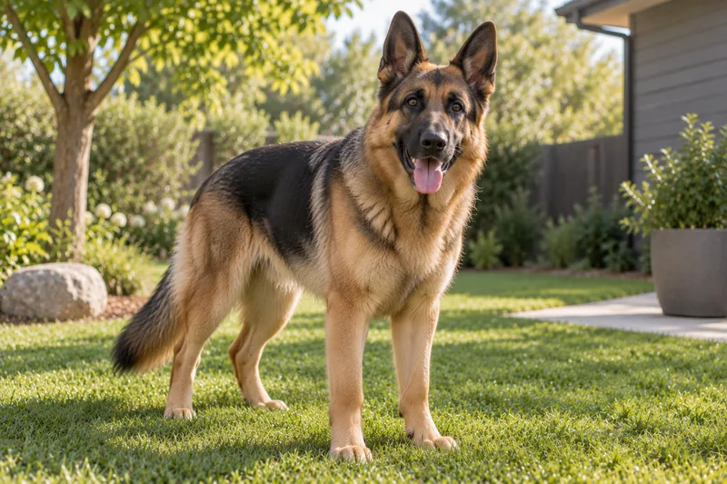 German Shepherd in a garden