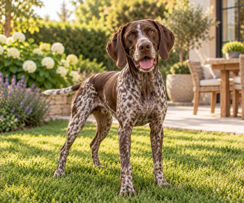 German Shorthaired Pointer in a garden