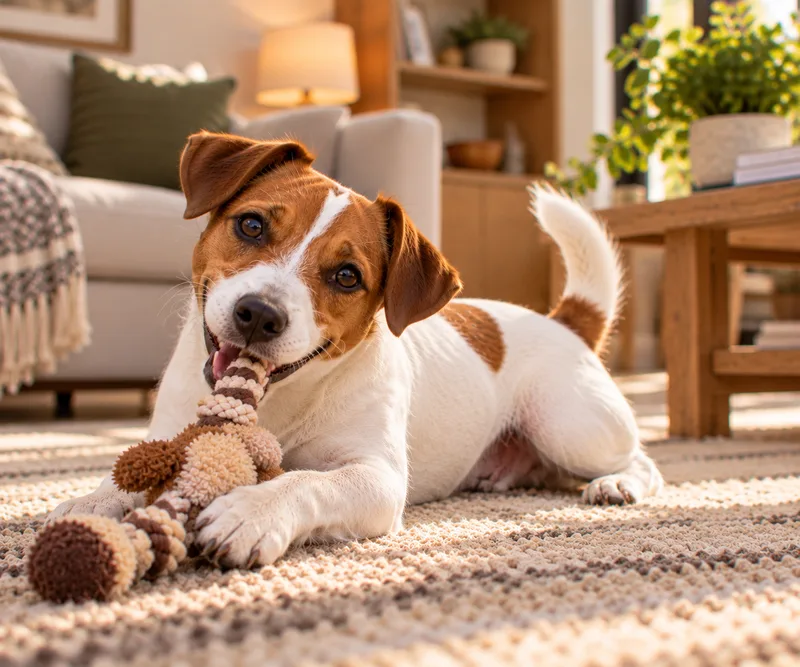 Jack Russell in a cosy interior