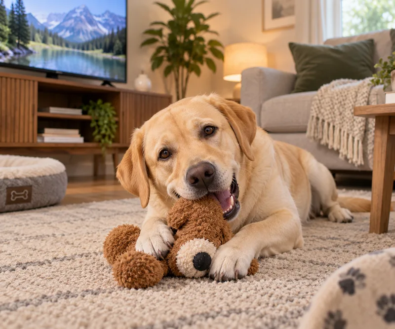Labrador Retriever in a cosy interior