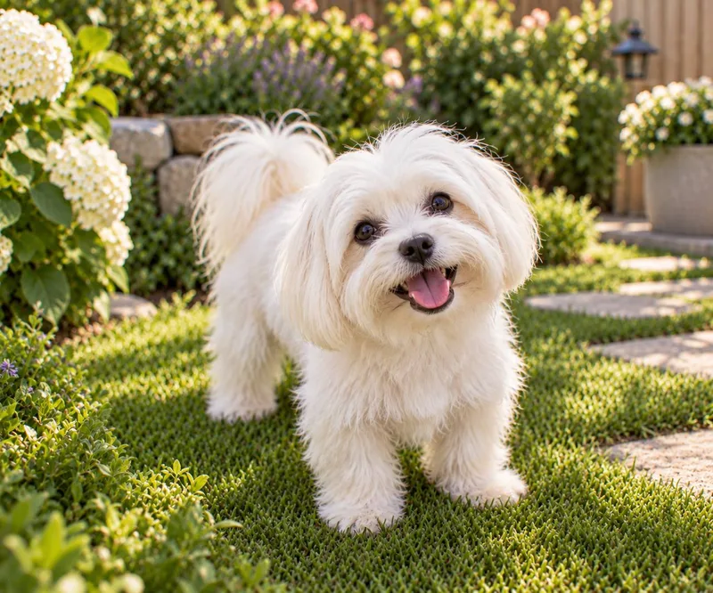 Maltese in a garden