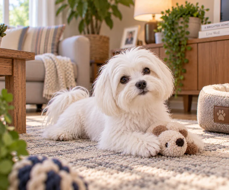 Maltese in a cosy interior