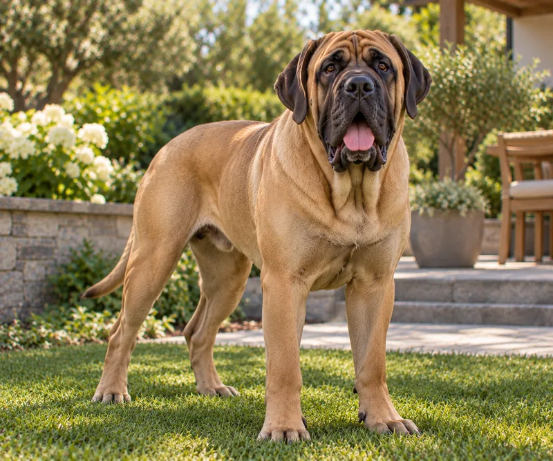Mastiff in a garden