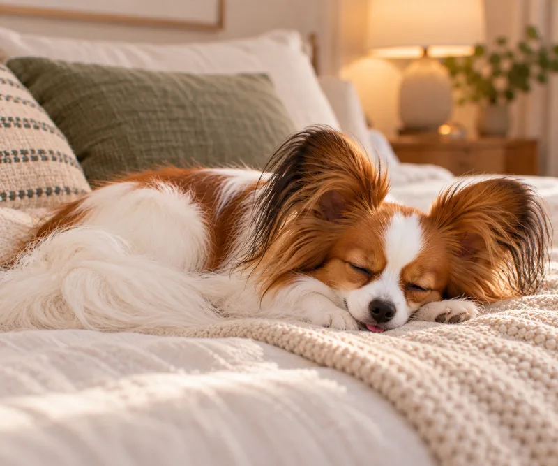 Papillon in a cosy interior