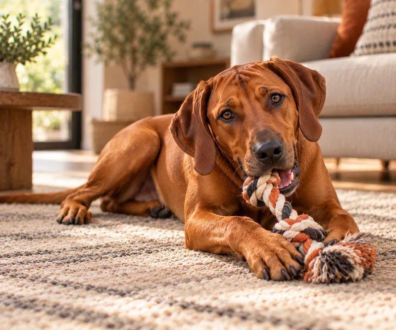 Rhodesian Ridgeback in a cosy interior