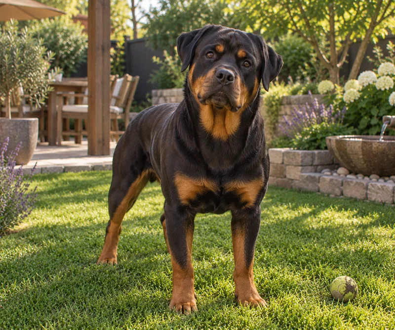 Rottweiler in a garden