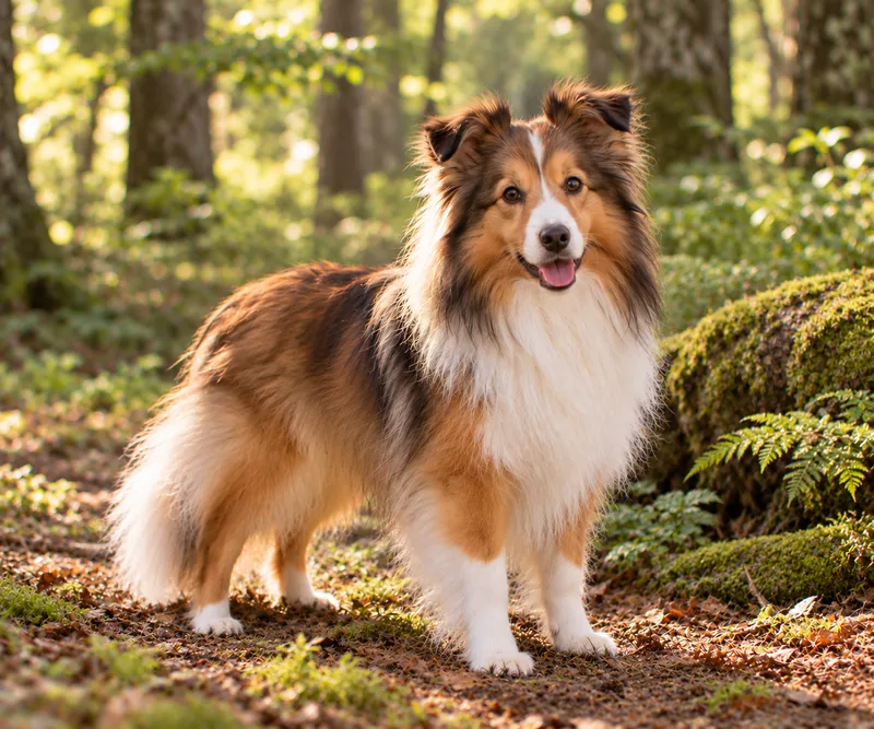 Shetland Sheepdog in a garden