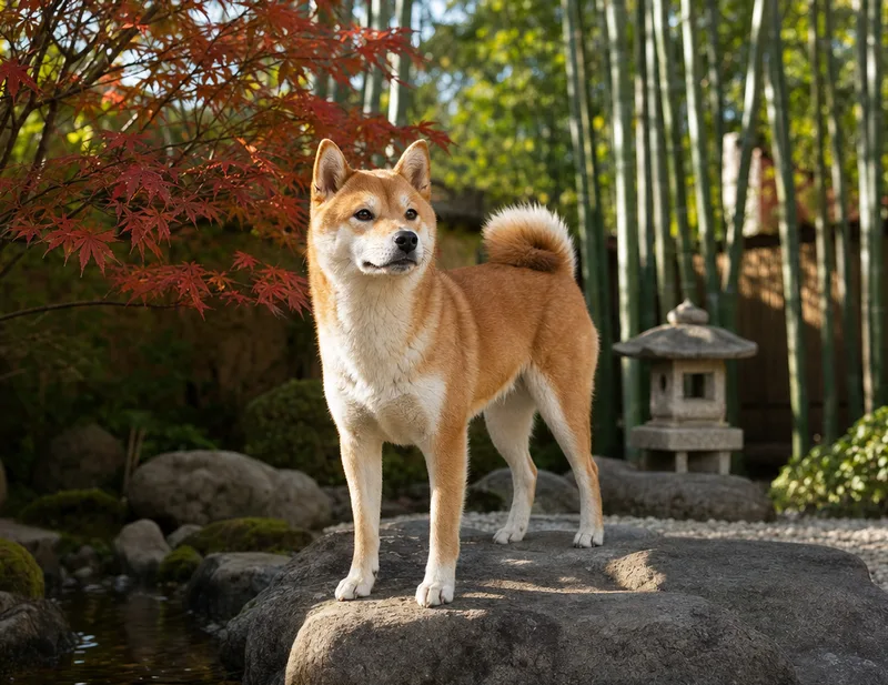 Shiba Inu in a garden