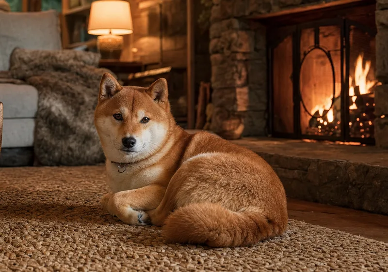 Shiba Inu in a cosy interior