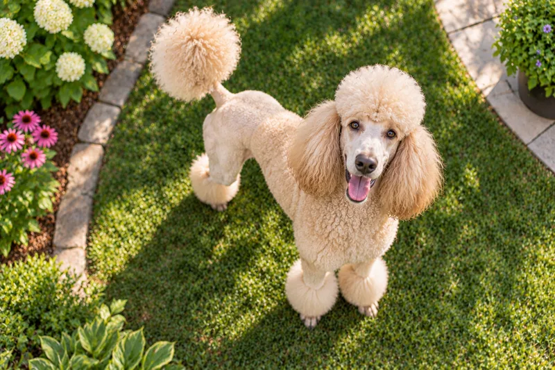 Standard Poodle in a garden