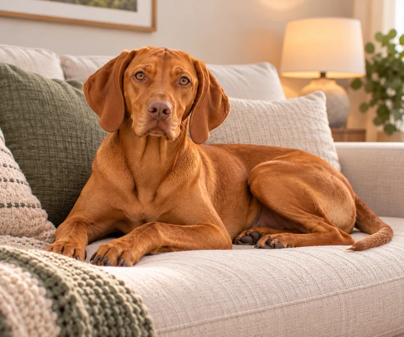 Vizsla in a cosy interior