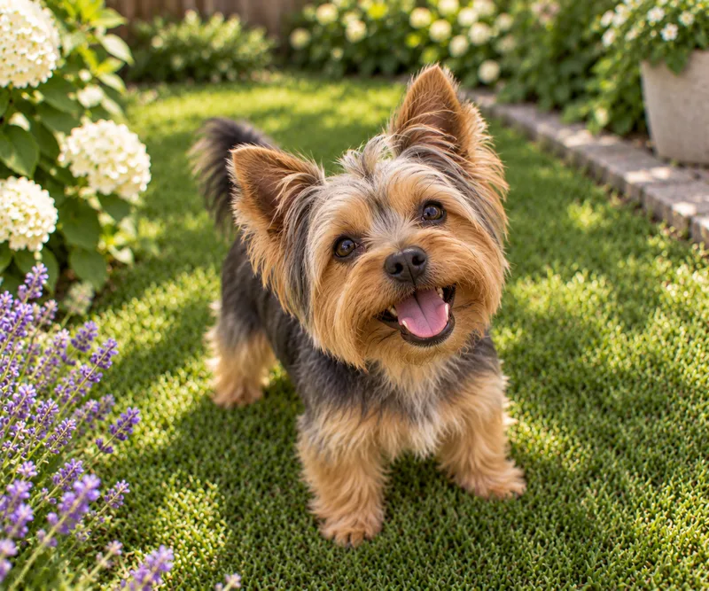 Yorkshire Terrier in a garden