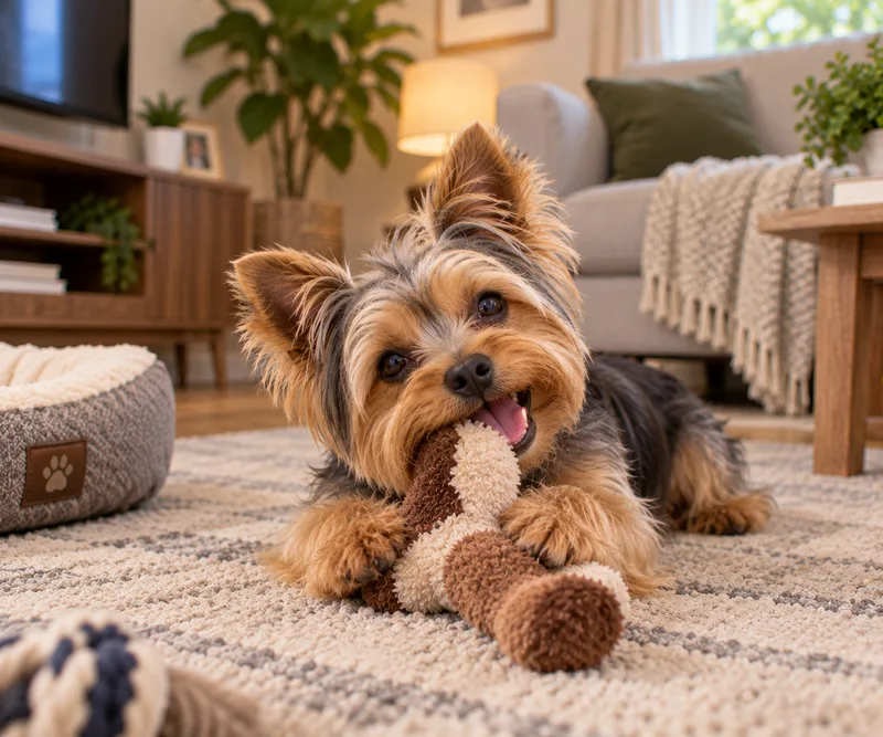 Yorkshire Terrier in a cosy interior